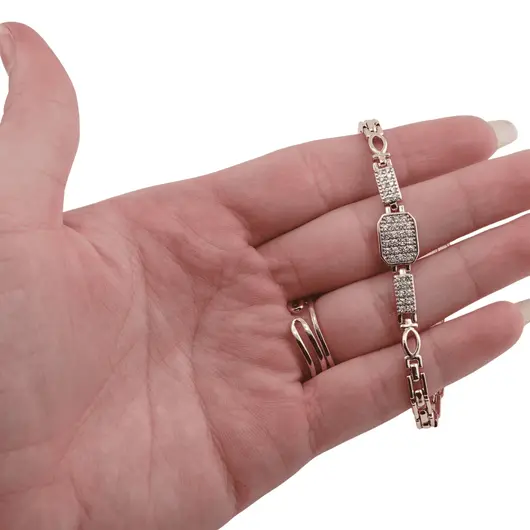 Bratara din cupru placat cu aur galben 18k, model trei tablite, imagine 3