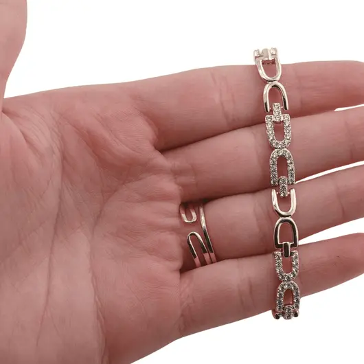 Bratara din cupru placat cu aur galben 18k, model zale semi ovale, imagine 3