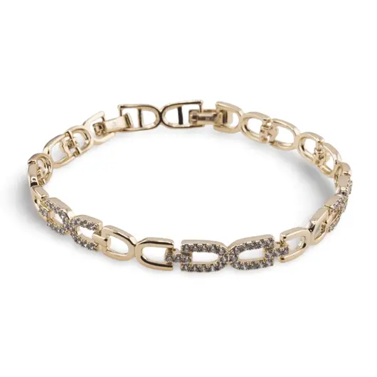 Bratara din cupru placat cu aur galben 18k, model zale semi ovale