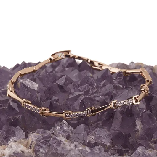 Bratara din cupru placat cu aur roz 18k, model chei, imagine 2