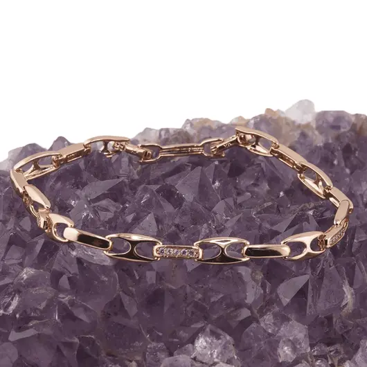 Bratara din cupru placat cu aur roz 18k, model hollow, imagine 2