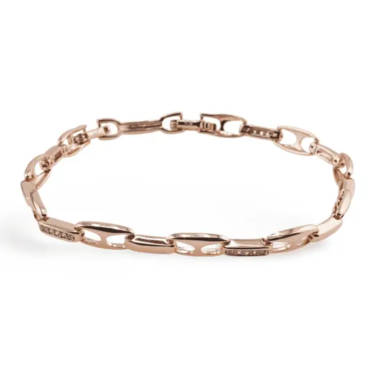 Bratara din cupru placat cu aur roz 18k, model hollow
