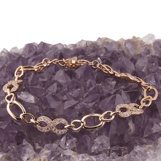 Bratara din cupru placat cu aur roz 18k, model infinit, imagine 2