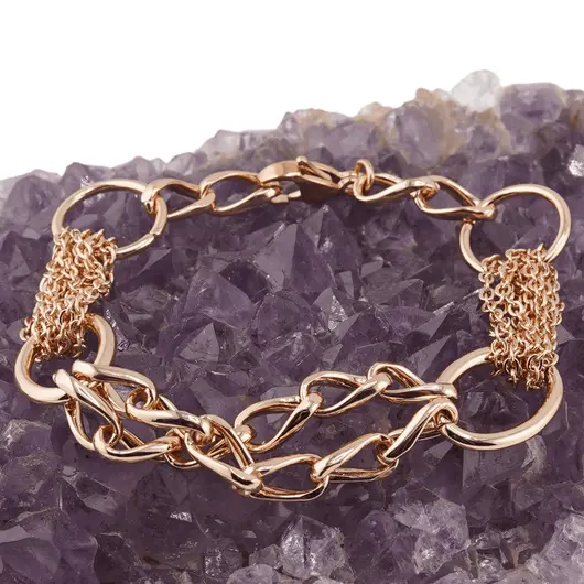 Bratara din cupru placat cu aur roz 18k, model mix, imagine 2