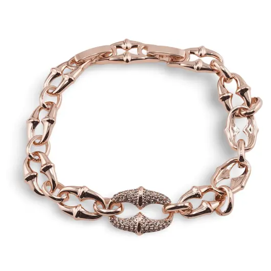 Bratara din cupru placat cu aur roz 18k, model rustic