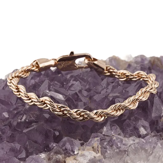 Bratara din cupru placat cu aur roz 18k, model sfoara rasucita, imagine 2