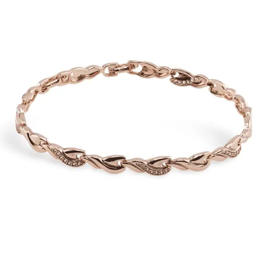 Bratara din cupru placat cu aur roz 18k, model spirala cu zirconii