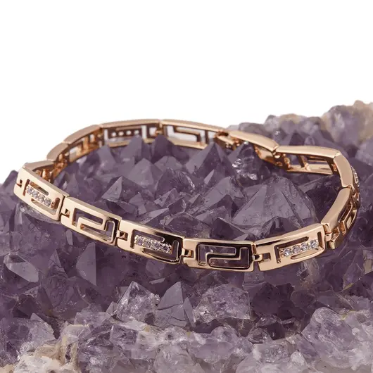 Bratara din cupru placat cu aur roz 18k, model tablite decupate, imagine 2
