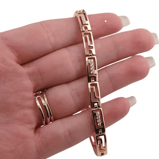 Bratara din cupru placat cu aur roz 18k, model tablite decupate, imagine 3