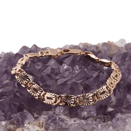 Bratara din cupru placat cu aur roz 18k, model valentino detaliat, imagine 2