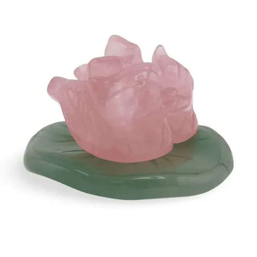 Pereche Rate Mandarin din Cuart Roz pe baza din Aventurin, 3,5cm x 2,3cm, imagine 3