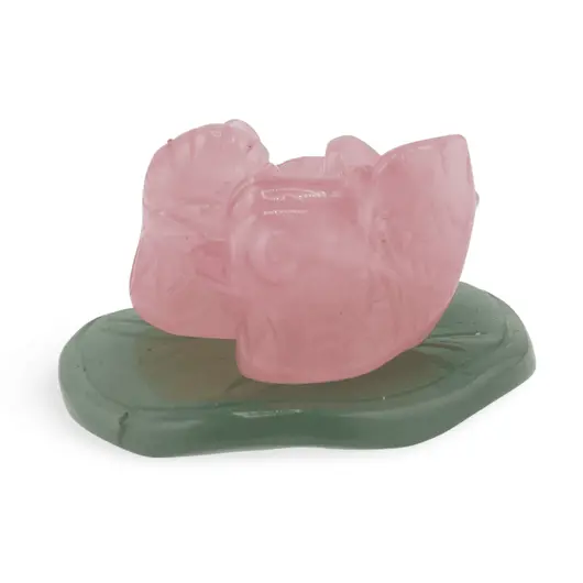 Pereche Rate Mandarin din Cuart Roz pe baza din Aventurin, 3,5cm x 2,3cm, imagine 4