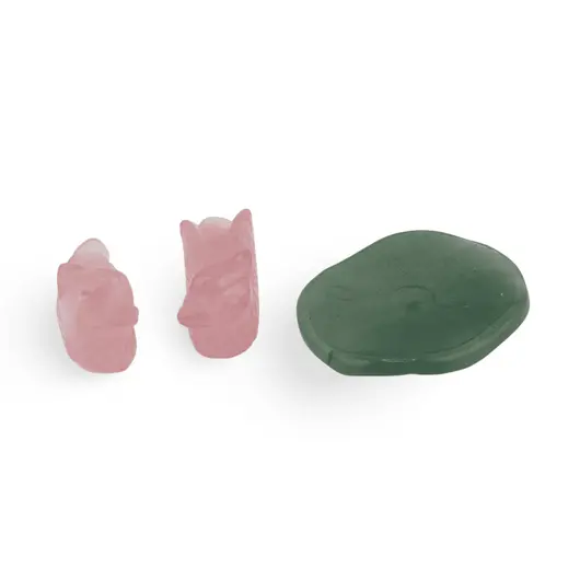 Pereche Rate Mandarin din Cuart Roz pe baza din Aventurin, 3,5cm x 2,3cm, imagine 5