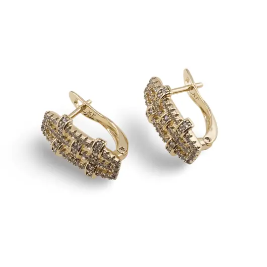 Set bratara fixa, cercei si pandantiv din cupru placat cu aur galben 18k si zirconiu, imagine 4