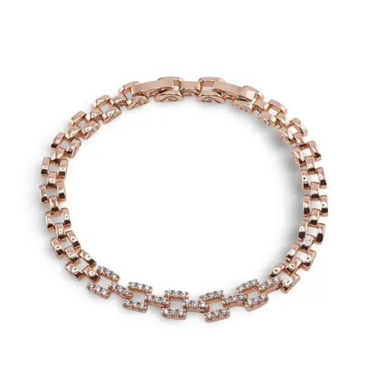 Bratara din cupru placat cu aur roz 18k, model panther cu zirconii