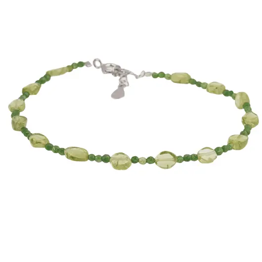 Bratara Peridot si Agat verde sfere si banuti cu Argint 925, 2-6mm, imagine 2