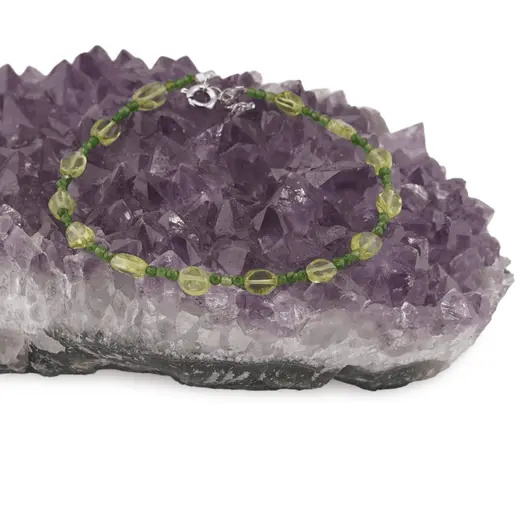Bratara Peridot si Agat verde sfere si banuti cu Argint 925, 2-6mm, imagine 3