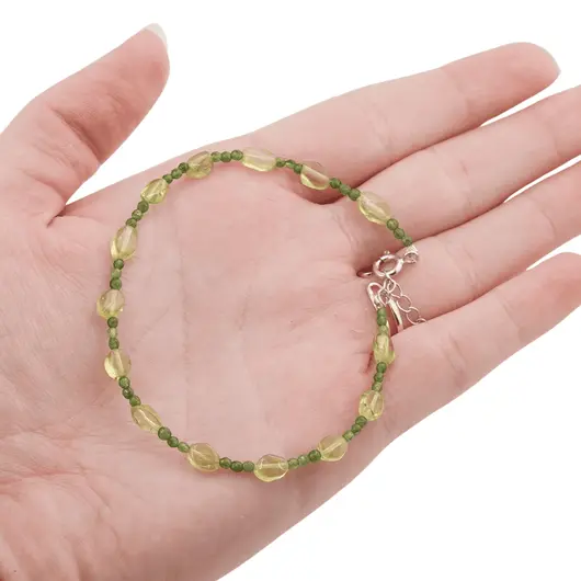 Bratara Peridot si Agat verde sfere si banuti cu Argint 925, 2-6mm, imagine 4
