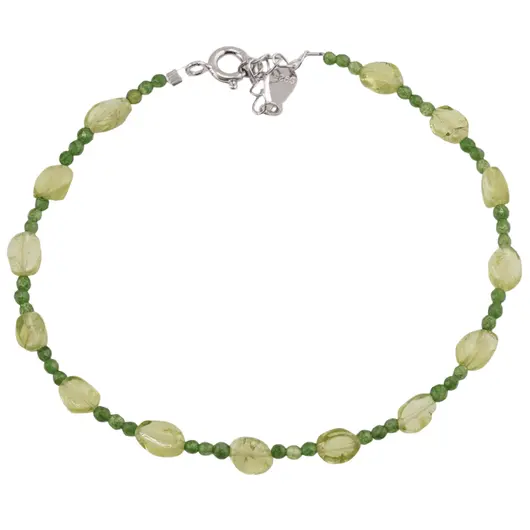 Bratara Peridot si Agat verde sfere si banuti cu Argint 925, 2-6mm