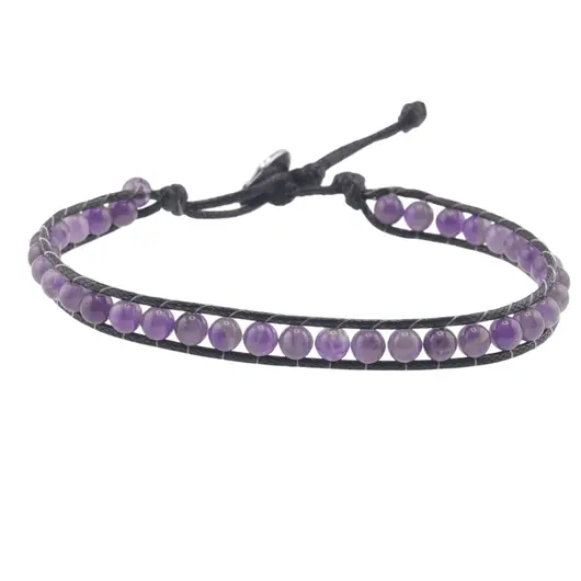 Bratara wrap Ametist sfere, 4mm