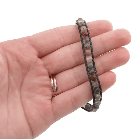 Bratara wrap Heliotrop sfere, 4mm, imagine 4