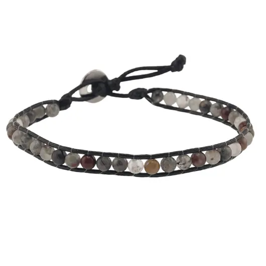 Bratara wrap Heliotrop sfere, 4mm
