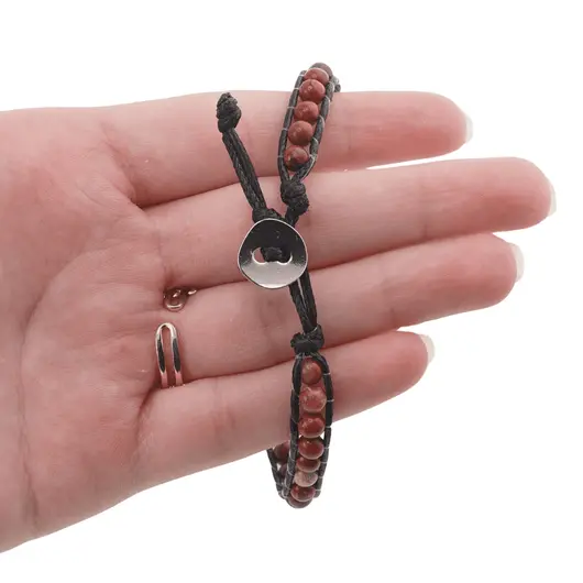 Bratara wrap Jasp rosu sfere, 5mm, imagine 5
