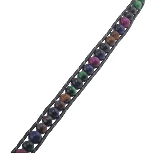 Bratara wrap Mix Ochi de tigru colorat sfere, 4mm, imagine 3