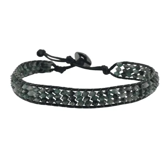 Bratara wrap pe trei randuri Smarald discuri fatetate, 4mm