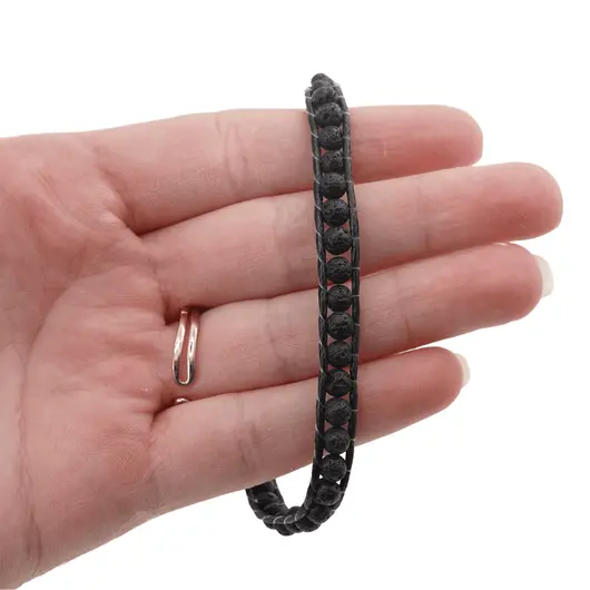 Bratara wrap Roca vulcanica sfere, 4mm, imagine 4