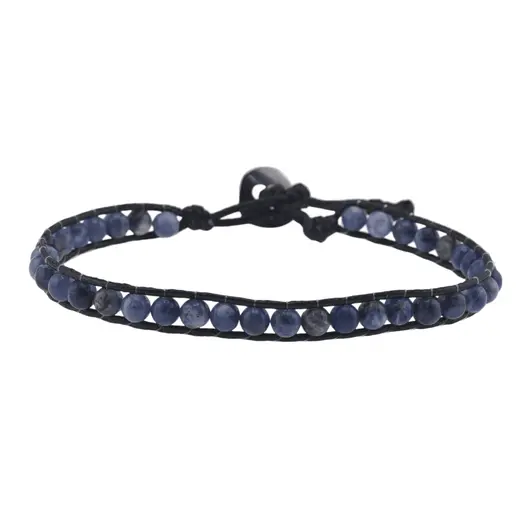Bratara wrap Sodalit sfere, 4mm