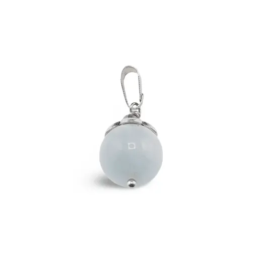 Pandantiv Acvamarin sfera 12mm si elemente din metal, imagine 3