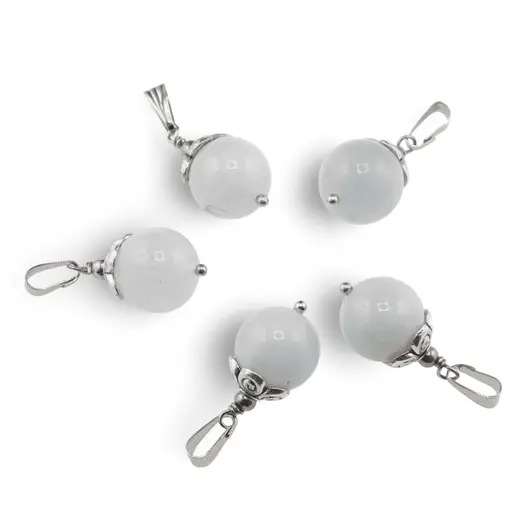 Pandantiv Acvamarin sfera 12mm si elemente din metal