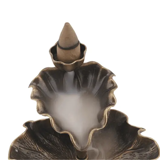 Suport ardere conuri parfumate cascada frunze si broasca - backflow, 13cm x 8,5cm, imagine 5