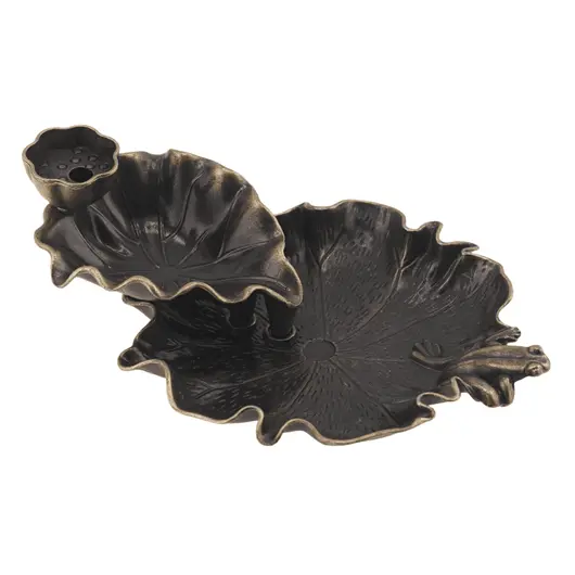 Suport ardere conuri parfumate cascada frunze si broasca - backflow, 13cm x 8,5cm, imagine 6
