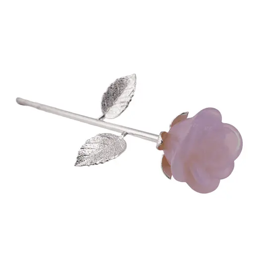 Trandafir din metal argintiu si Opalit, 23cm, imagine 3