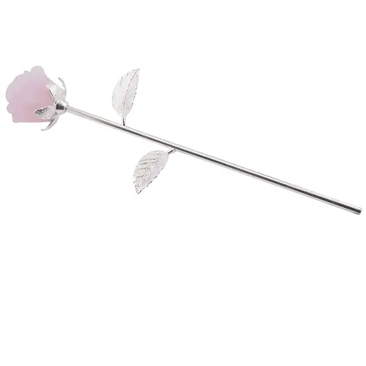 Trandafir din metal argintiu si Opalit, 23cm