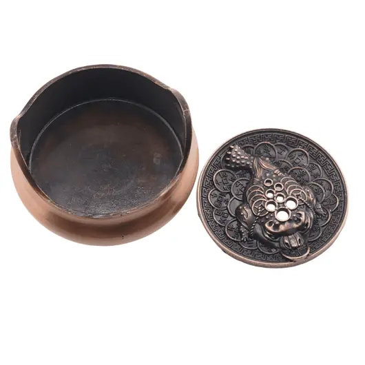 Vas cu broasca raioasa pentru ardere betisoare parfumate, cupru - 6cm, imagine 3