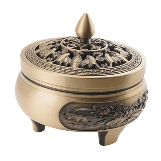Vas din bronz pentru ardere tamaie si ierburi parfumate cu dragoni, 8cm, imagine 6