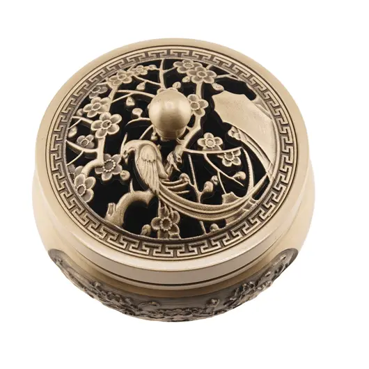 Vas din bronz pentru ardere tamaie si ierburi parfumate cu pasarea Phoeonix, 8cm, imagine 2