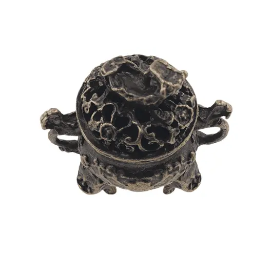 Vas pentru ardere tamaie si ierburi parfumate caldelnita cu Pixiu, alama - 45mm x 55mm, imagine 2
