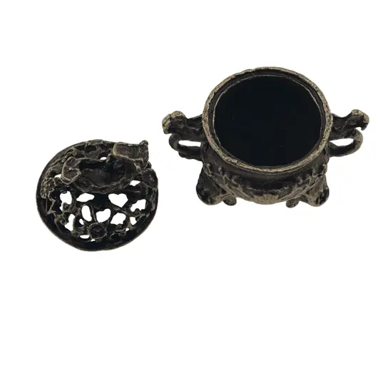 Vas pentru ardere tamaie si ierburi parfumate caldelnita cu Pixiu, alama - 45mm x 55mm, imagine 4