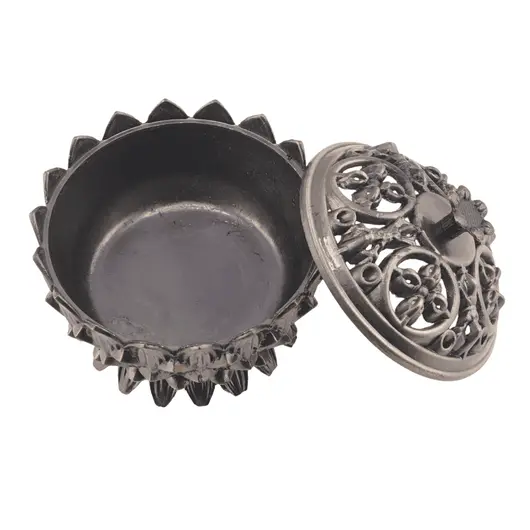 Vas pentru ardere tamaie si ierburi parfumate Lotus si dublu dorje, alama - 6cm x 5cm, imagine 4