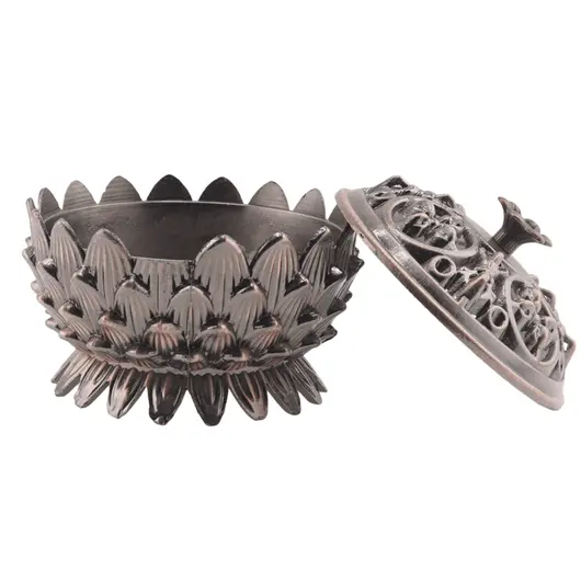 Vas pentru ardere tamaie si ierburi parfumate Lotus si dublu dorje, cupru - 6cm x 5cm, imagine 3