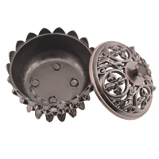 Vas pentru ardere tamaie si ierburi parfumate Lotus si dublu dorje, cupru - 6cm x 5cm, imagine 4