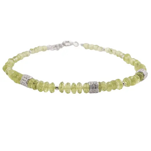 Bratara Peridot sfere si discuri cu Argint 925, 3-4mm, imagine 2