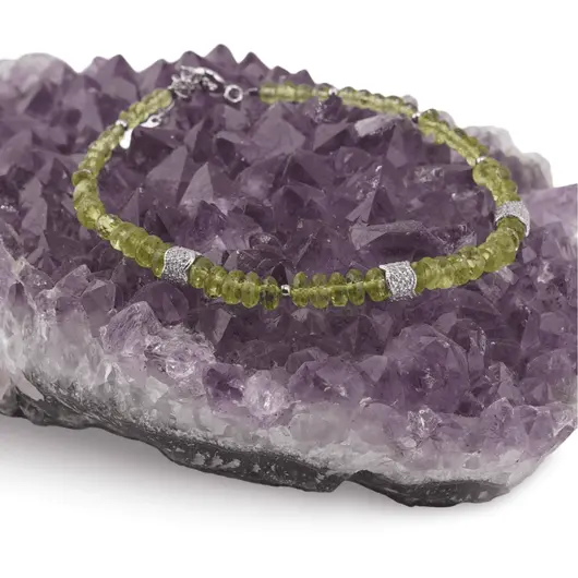 Bratara Peridot sfere si discuri cu Argint 925, 3-4mm, imagine 3