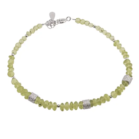 Bratara Peridot sfere si discuri cu Argint 925, 3-4mm