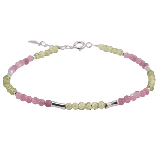 Bratara Peridot si Turmalina roz cu elemente din Argint 925, 3mm, imagine 2