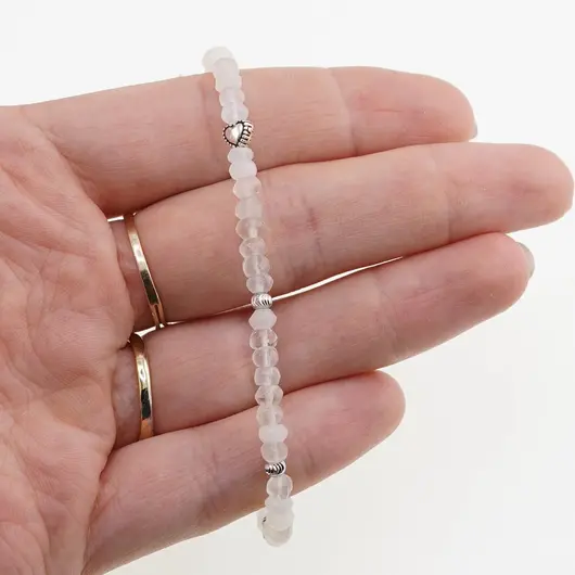 Bratara Piatra lunii alba discuri fatetate si Argint 925, 4mm, imagine 4